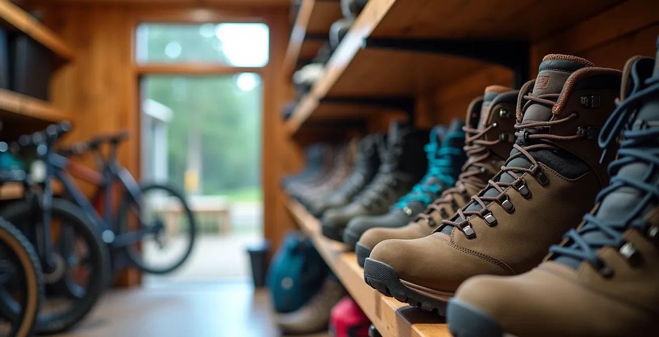 Local à vélos et matériel de montagne sécurisé dans un camping avec système de séchage